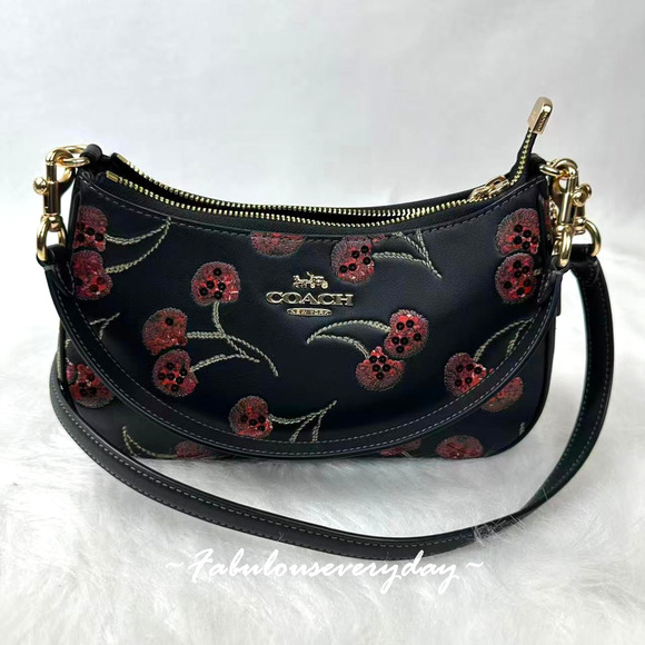 Coach Handbags - Coach Teri Shoulder/Crossbody Bag With Cherry Print Leather/Gold/Black CCZ16 NWT